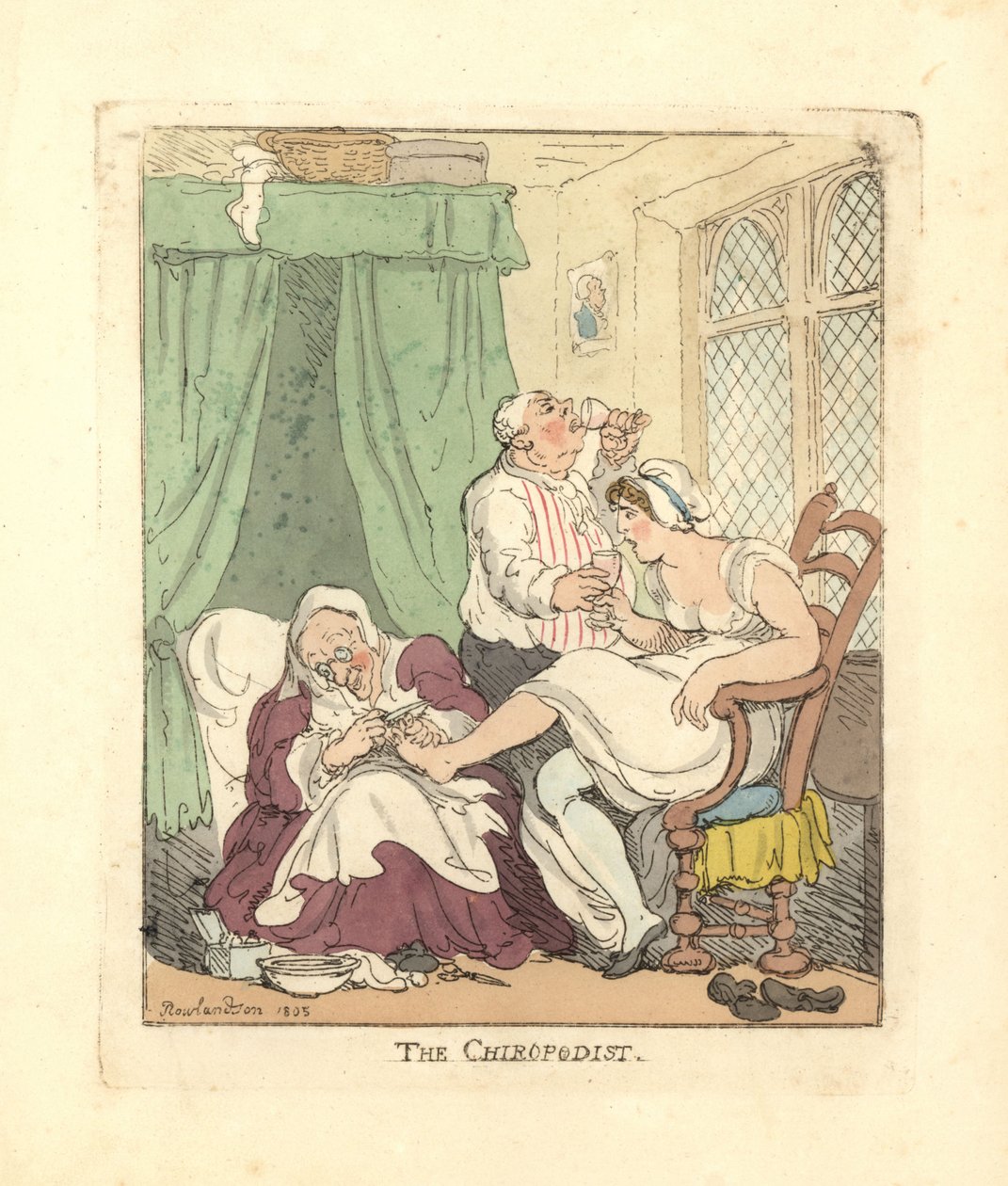 Thomas_Rowlandson_-_Woman_having_her_feet_treated_painfully_by_a_chiropodist_-_(MeisterDrucke-941230)